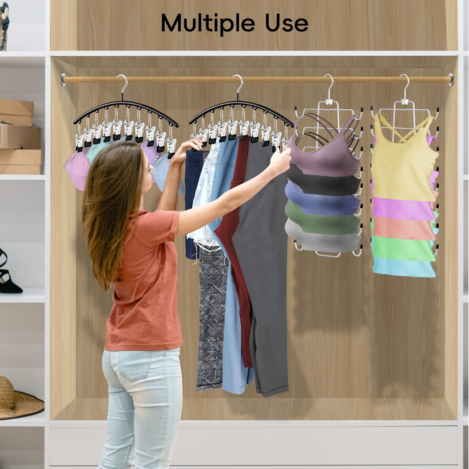 TomCare rotating hook design gives 360-degree access to every item in your closet.
