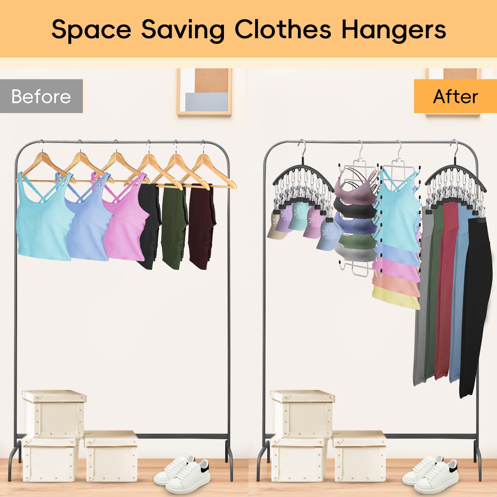 TomCare slim closet organizers save space in small rooms and apartments.