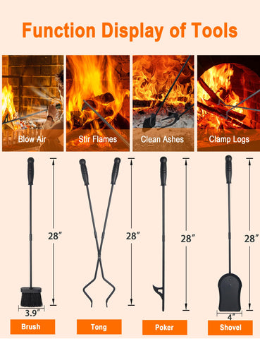 Tomersun fireplace brush reaches corners for easy cleanup after fires.