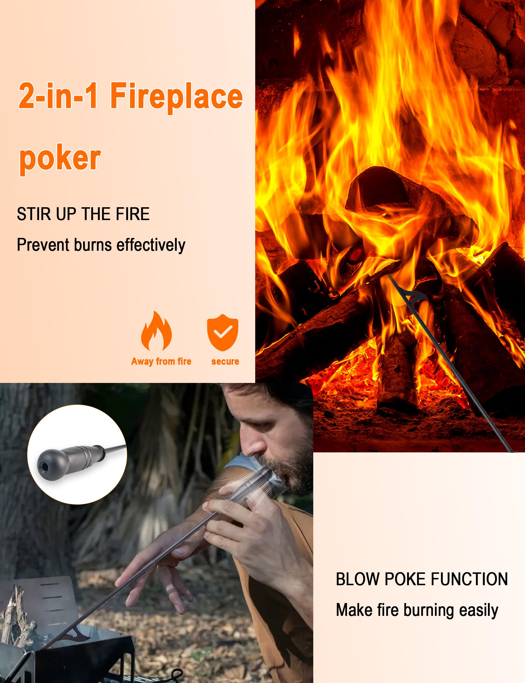 Tomersun fireplace shovel sturdy tool for clearing ash and coals.