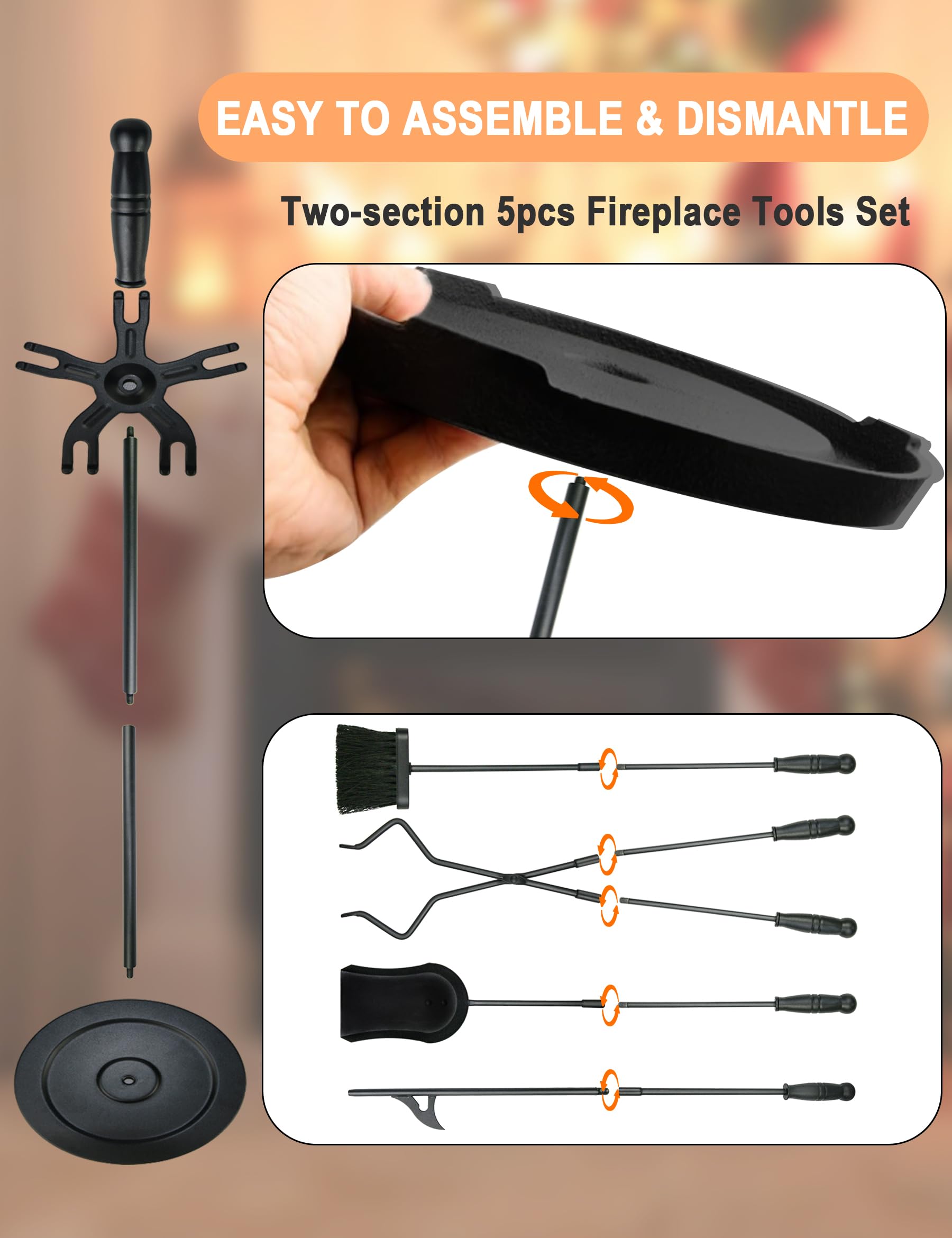 Tomersun heavy-duty base provides stable storage near the hearth.