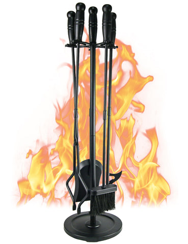 Tomersun fireplace tools stand keeps all five pieces neatly organized by the fire.