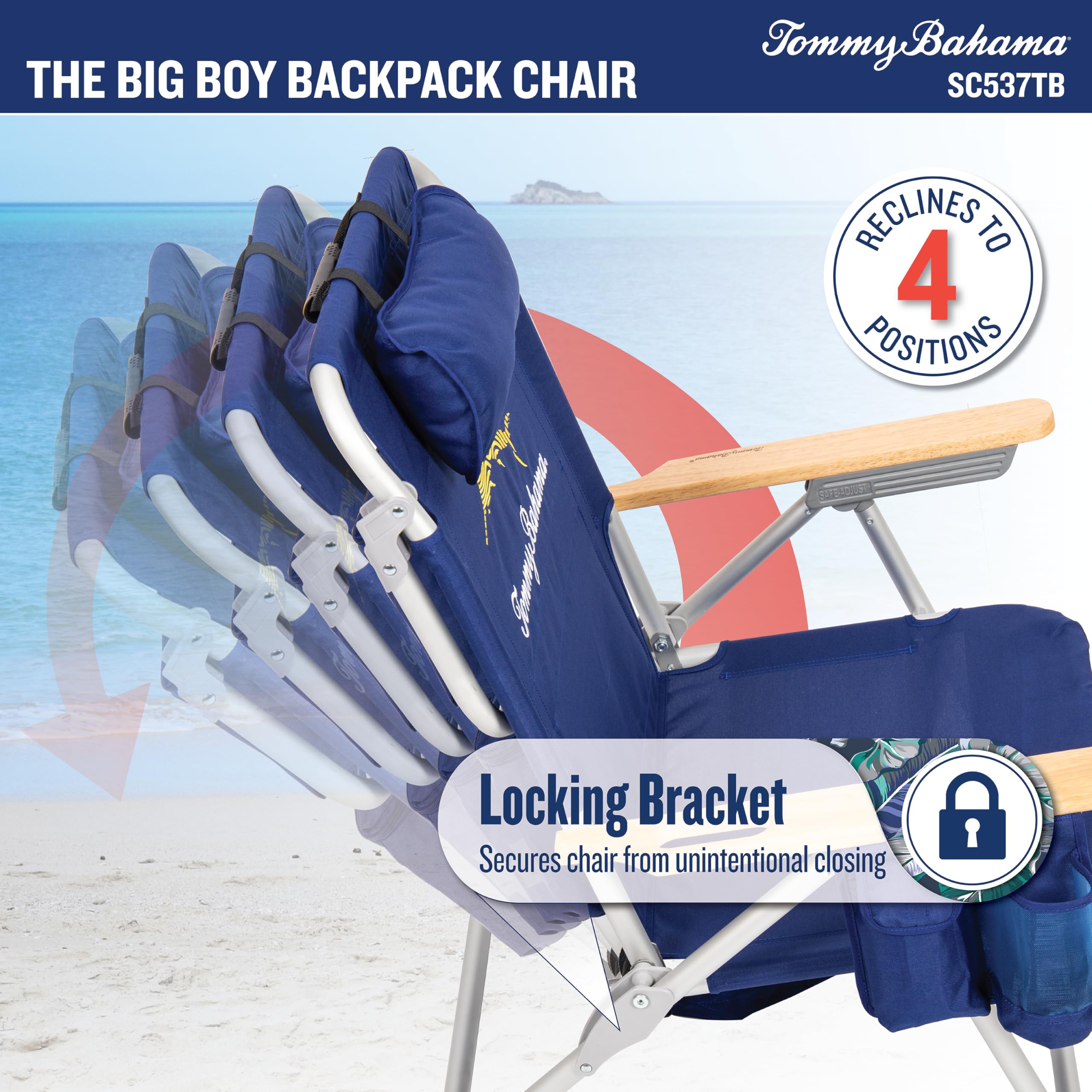 Tommy Bahama Big Boy backpack-strap provides hands-free mobility for easy transport.