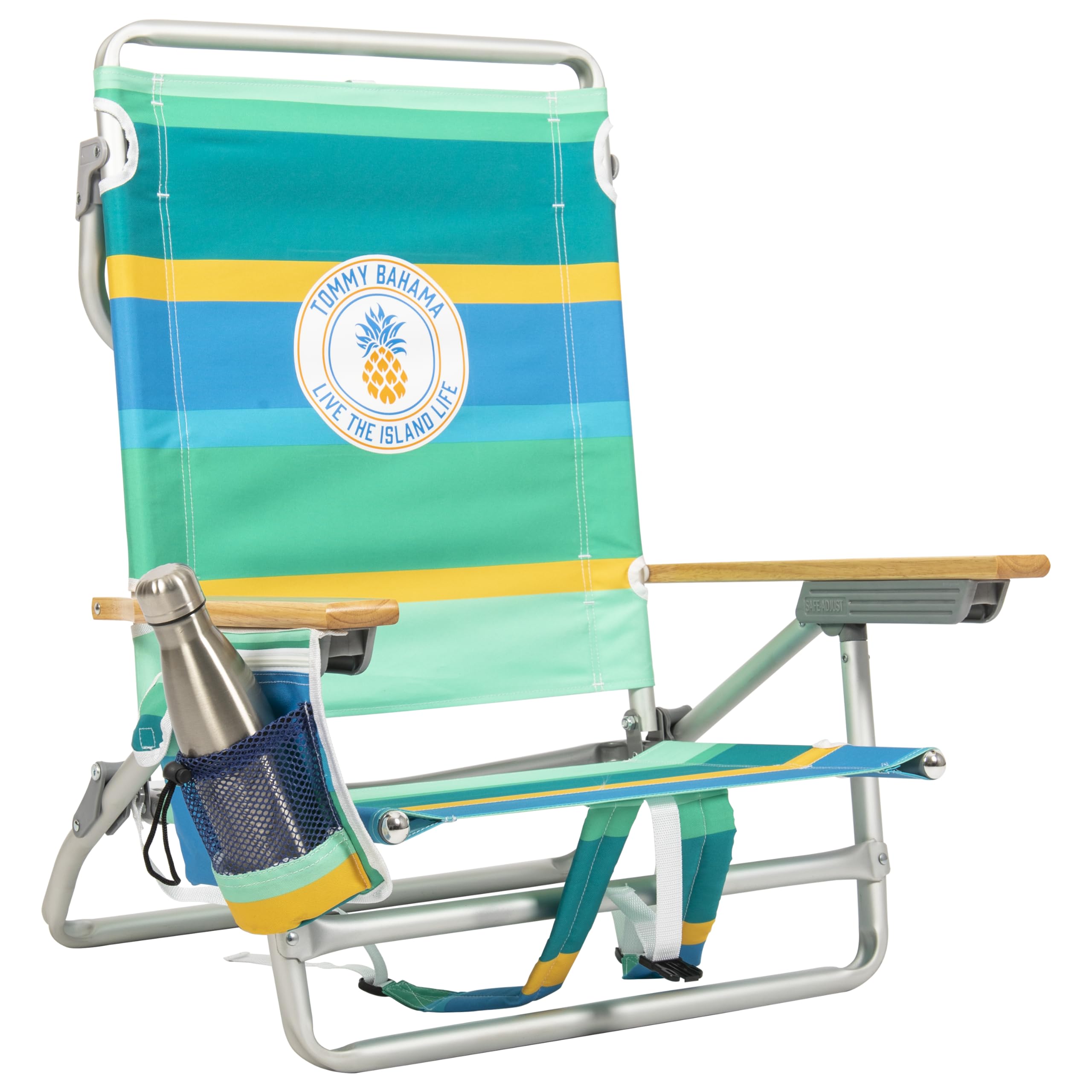 Tommy Bahama Classic Lay Flat Backpack Chair with Pineapple Stripe for sun-ready seating