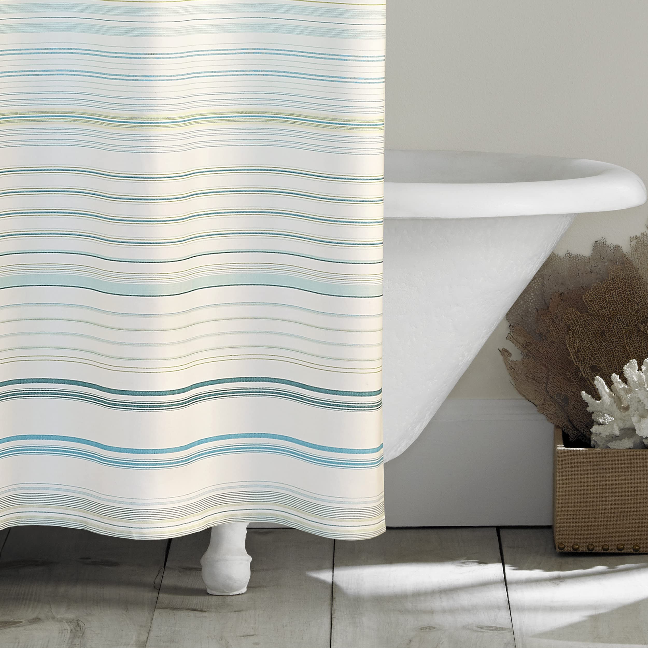 Tommy Bahama cotton striped curtain showcases a breathable weave and resort-inspired charm.