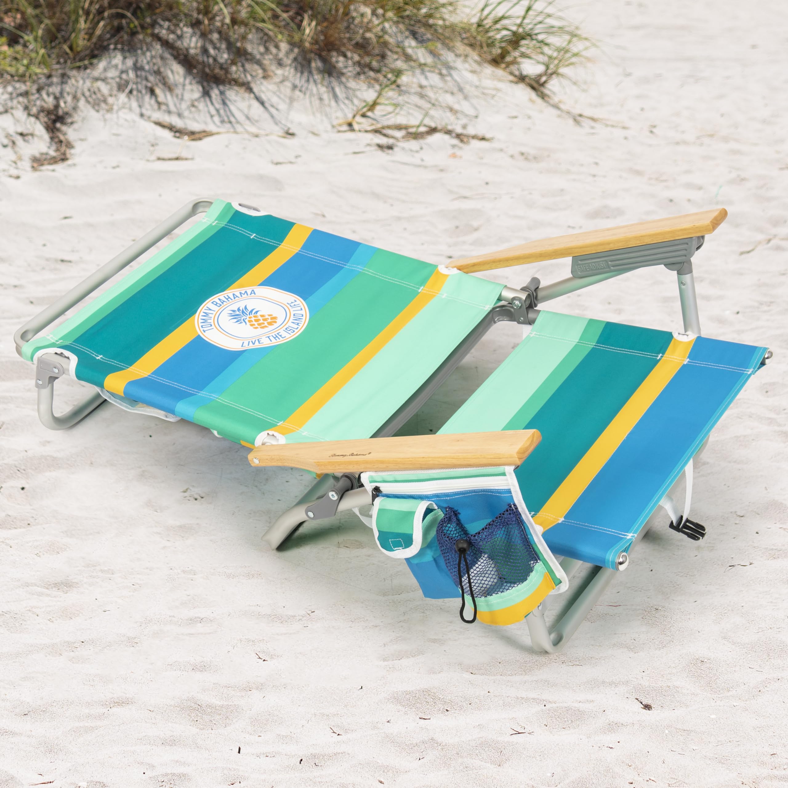 Tommy Bahama rust-proof aluminum frame supports outdoor use