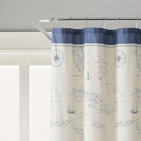 Tommy Bahama shower curtain Caribbean Sea pattern adds coastal style and calm