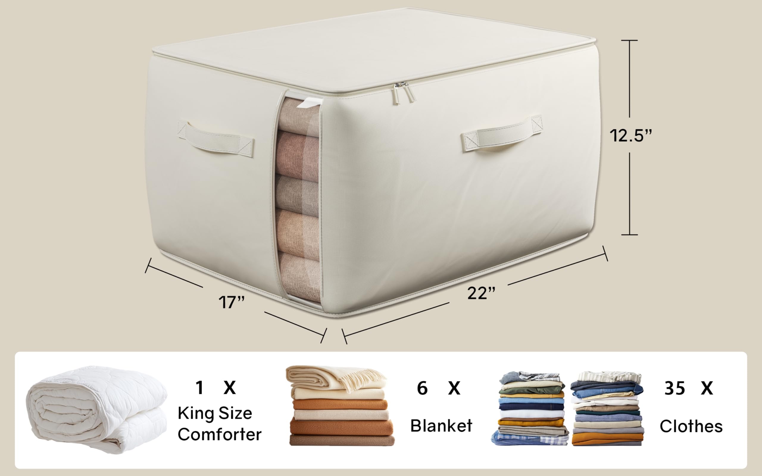 TomVista 70L capacity storage bag ideal for bulky bedding.