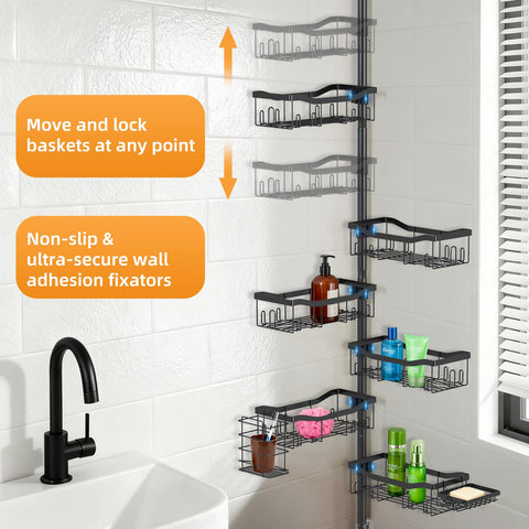Tondid Shower Caddy Corner with 32 hooks maximizes bathroom storage.