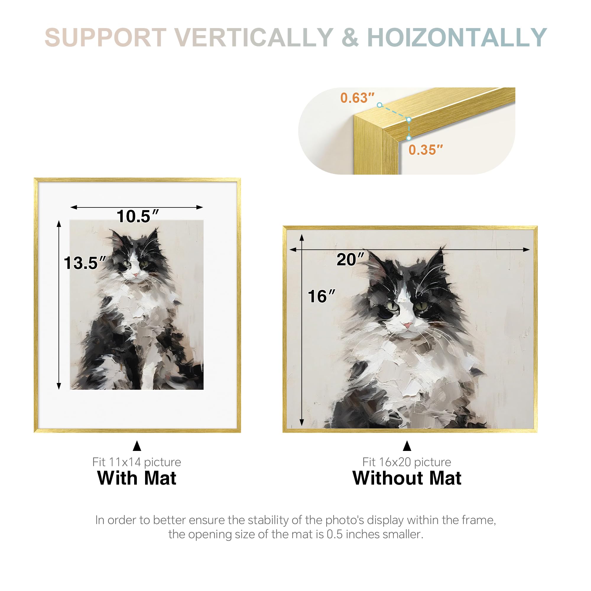  TONES FRAME DESIGN 16x20 frame with mat offers versatile 11x14 poster display.