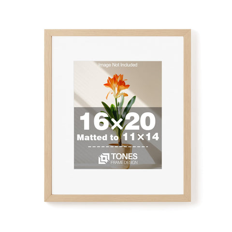 TONES FRAME DESIGN 16x20 frame showcases an 11x14 photo with natural wood veneer texture.