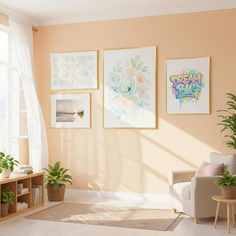 TONES FRAME DESIGN brushed gold finish brightens any space with modern flair.