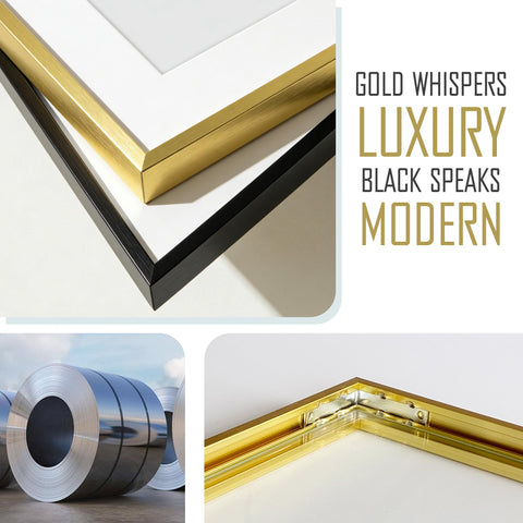 TONES FRAME DESIGN gold poster frame hardware included for flexible wall orientation.