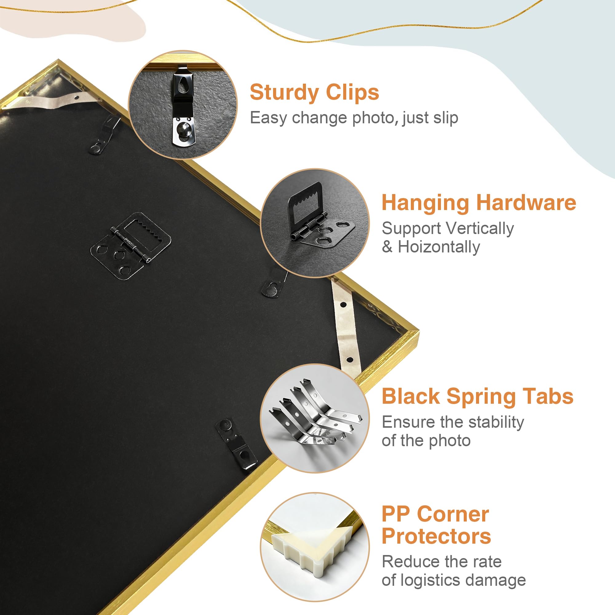 TONES FRAME DESIGN poster frame hanging clips enable quick switch and secure mounting.