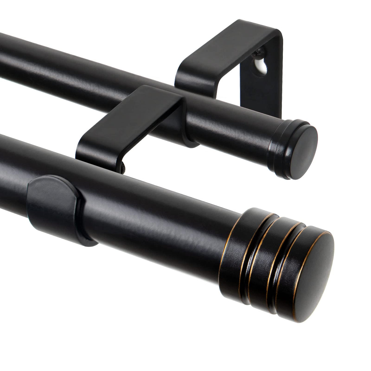TONIAL 1-inch double curtain rod extended for versatile window sizing in black