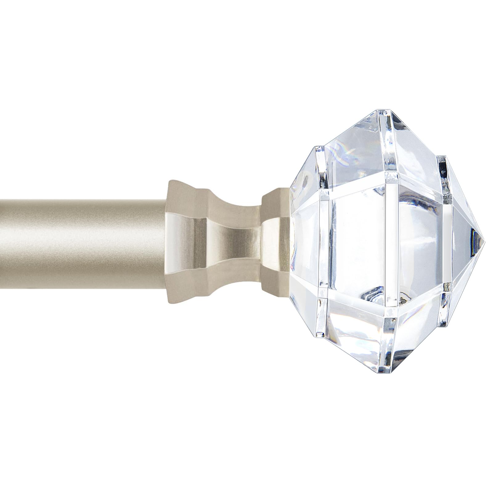 TONIAL acrylic diamond finial enhances window decor with a shimmering focal point.