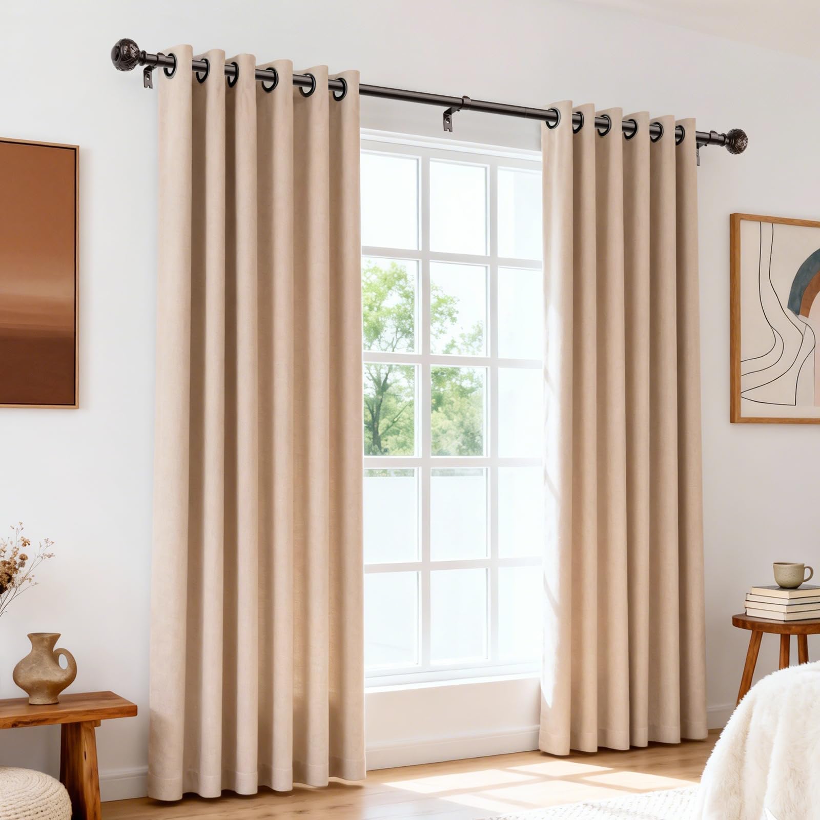 TONIAL curtain rod heavy-duty capacity supports heavyweight drapes and blackout panels