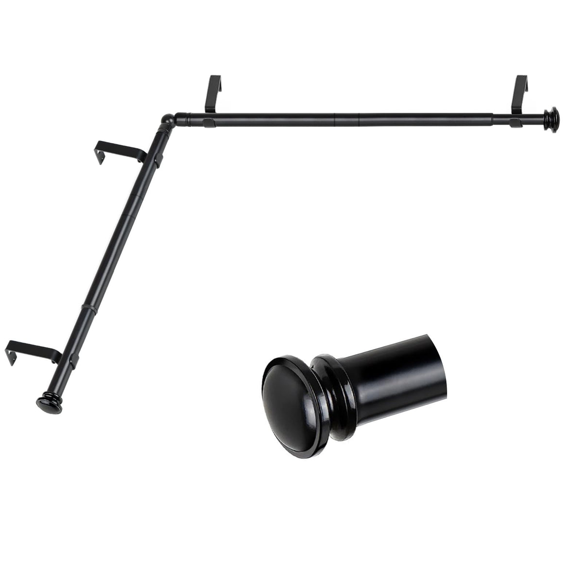 TONIAL center rod extended to 32-86 inches for wide bay windows.