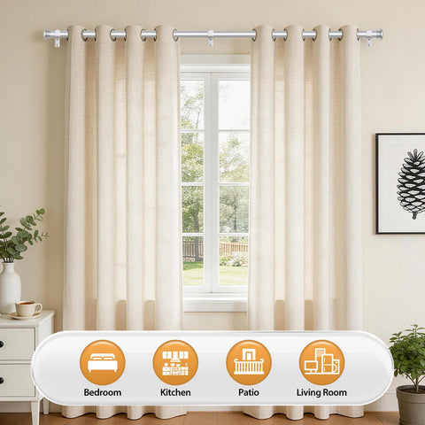 Tonial curtain rod 6-8 inch diameter provides sturdy support.