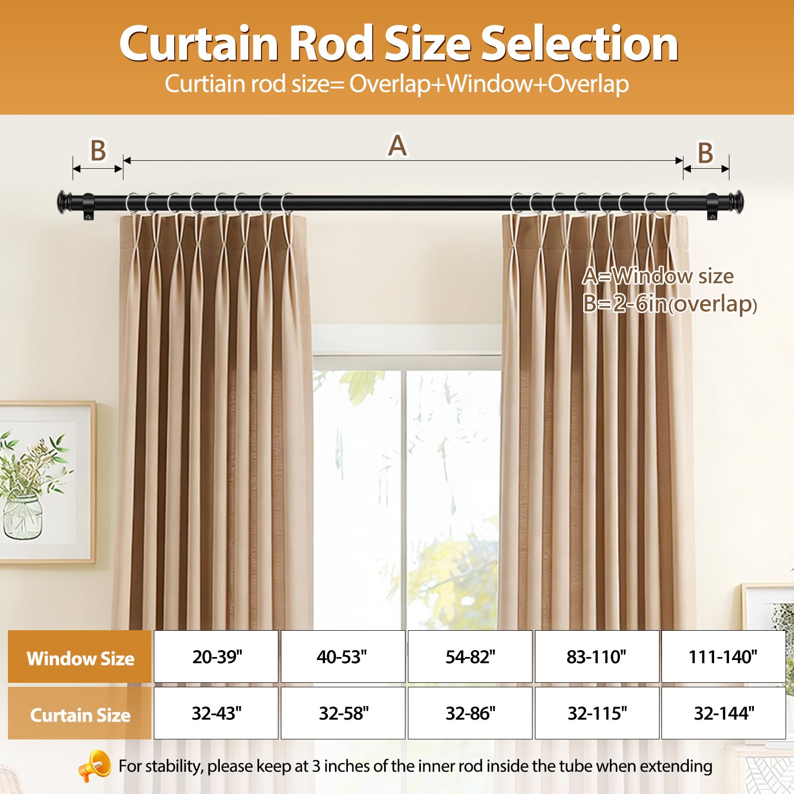 TONIAL black curtain rod complements kitchens, bedrooms, offices and sliding doors.