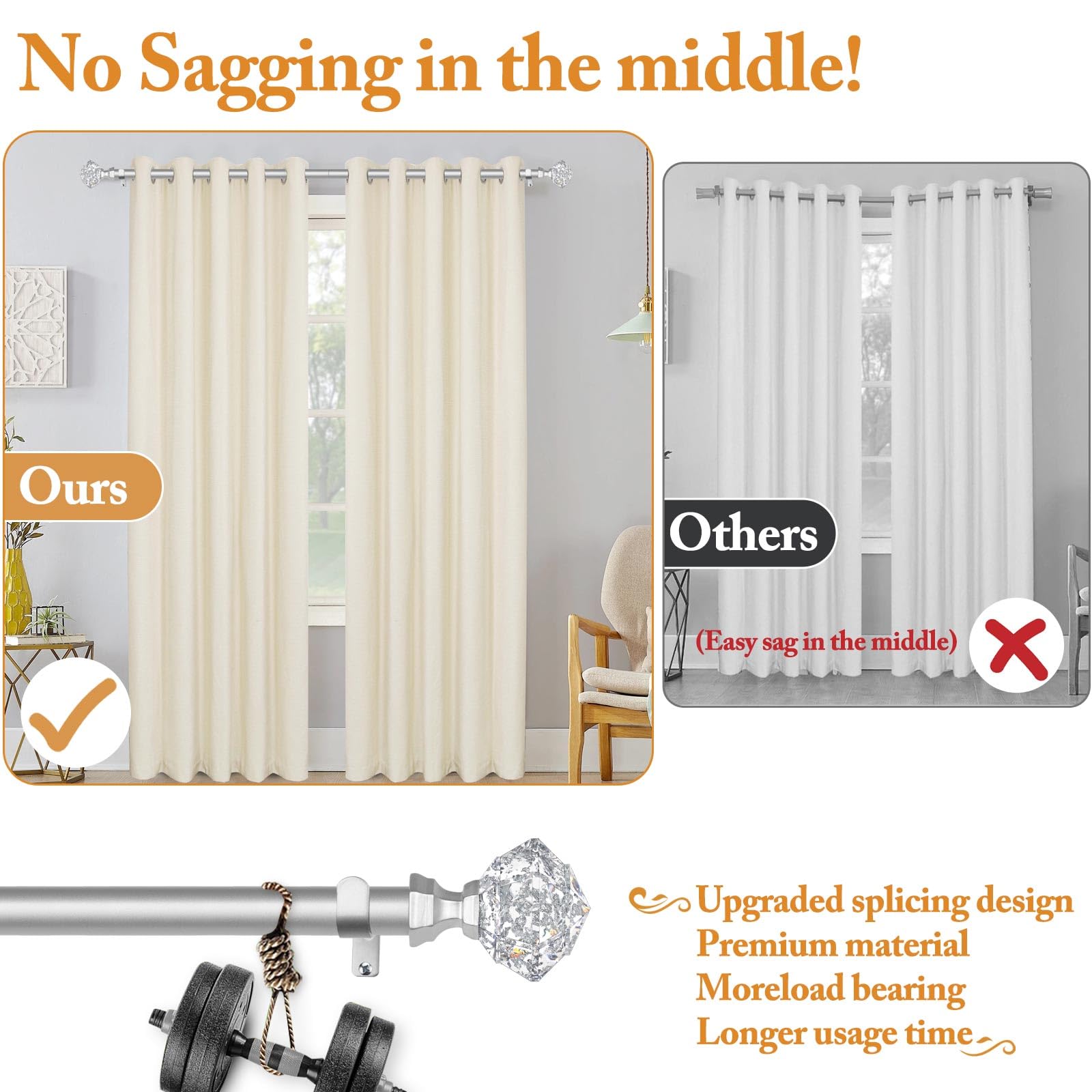 TONIAL curtain rod installed in a stylish living room setting