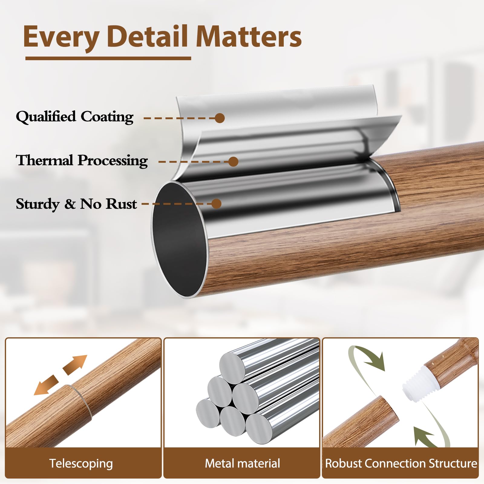 Easy-install TONIAL curtain rod with included hardware.