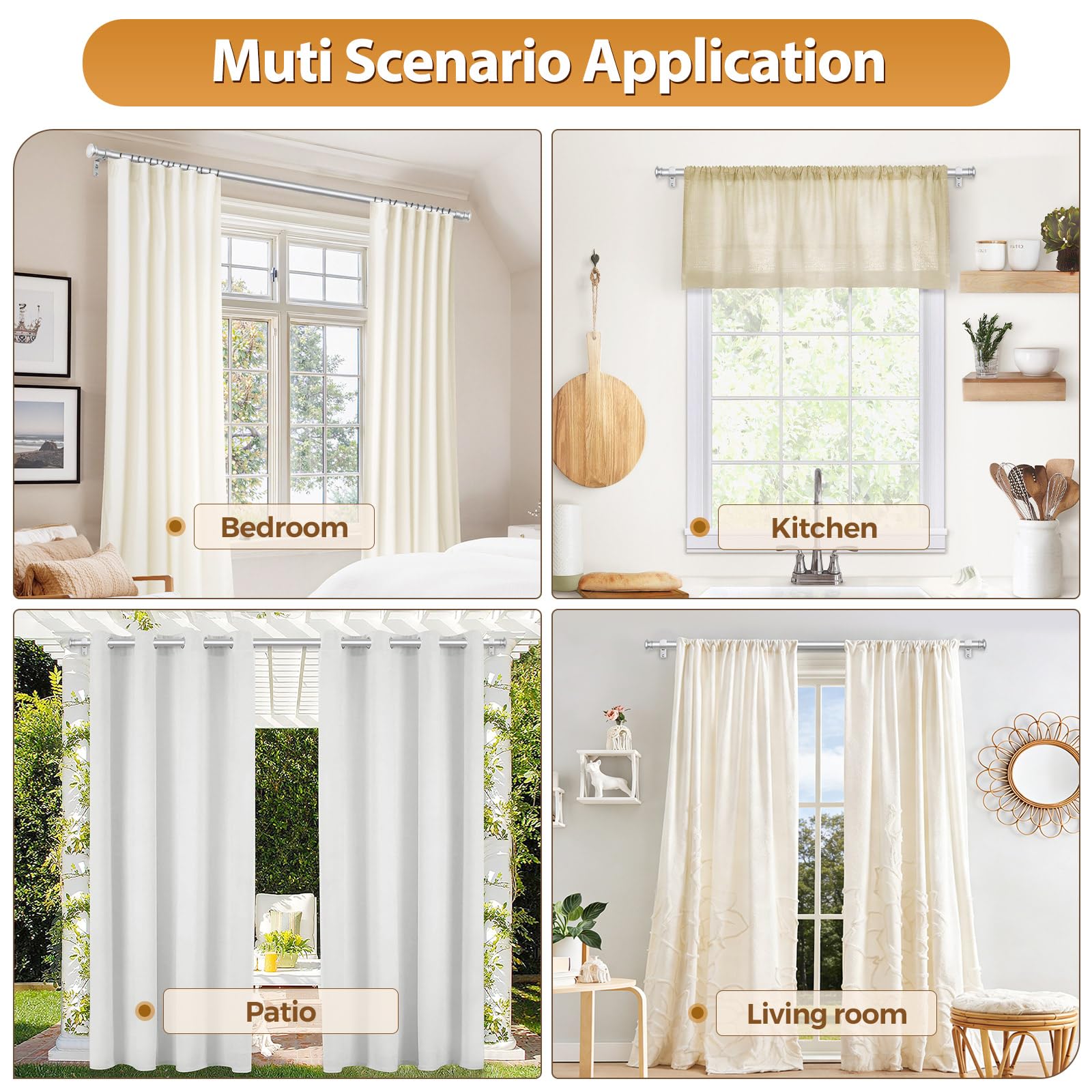 Tonial curtain rod compatibility for light to heavy curtains.