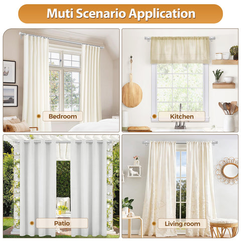 Tonial curtain rod compatibility for light to heavy curtains.