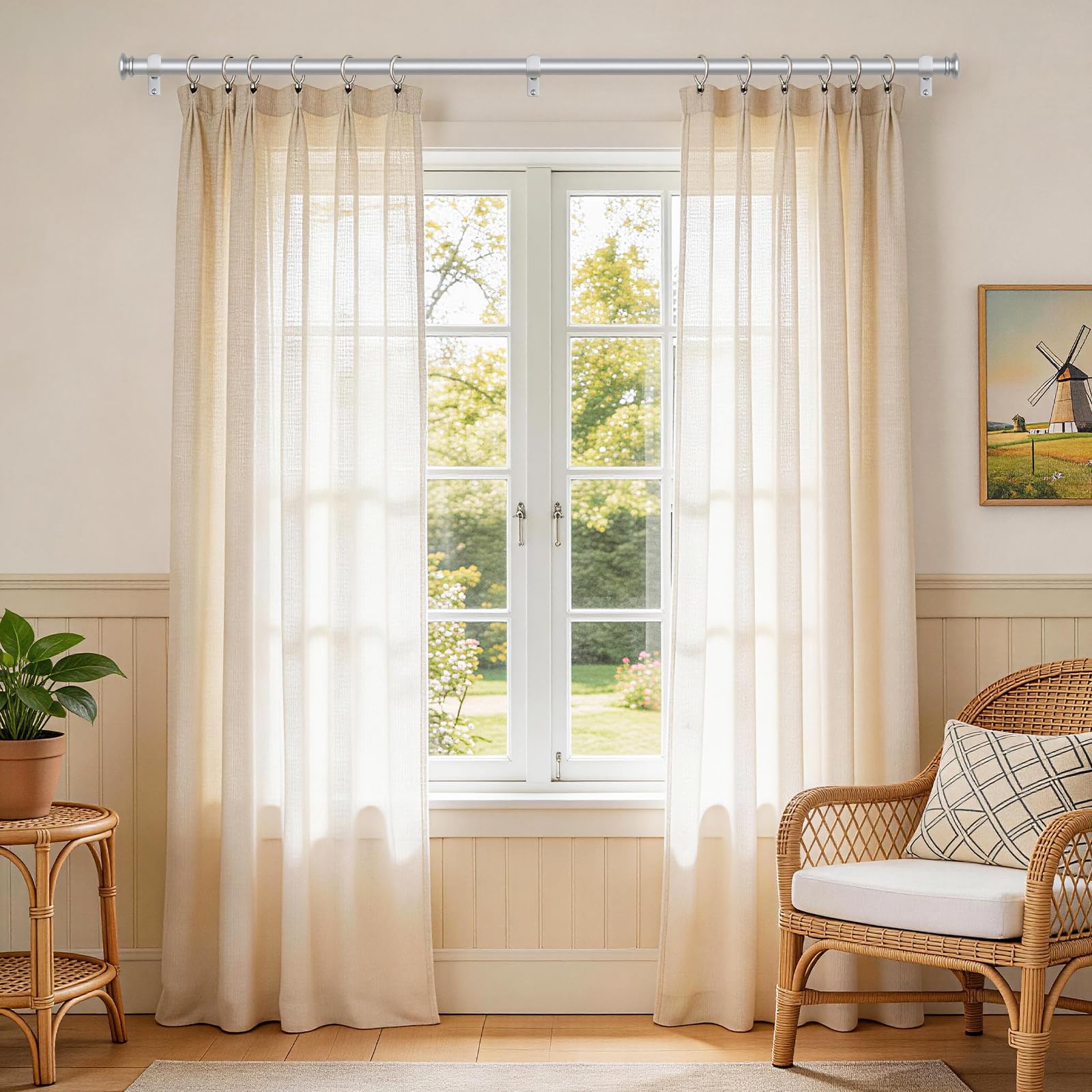 Tonial curtain rod silver end finials add decorative cohesion.
