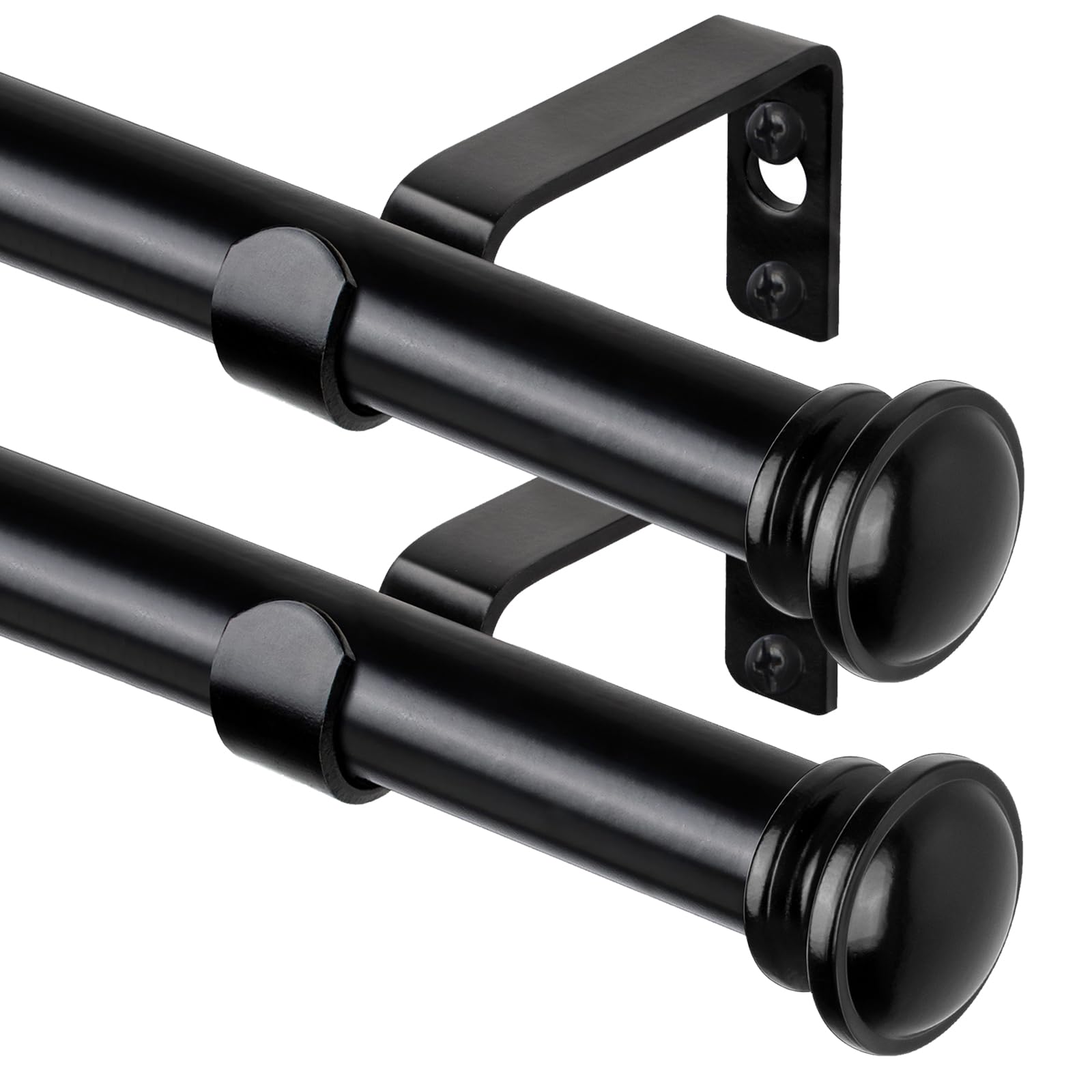 TONIAL curtain rod in black offers telescoping sizing from 32 to 58 inches for flexible room updates.