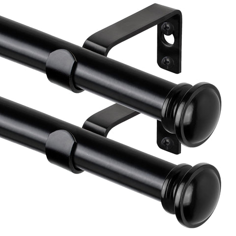TONIAL curtain rod in black offers telescoping sizing from 32 to 58 inches for flexible room updates.
