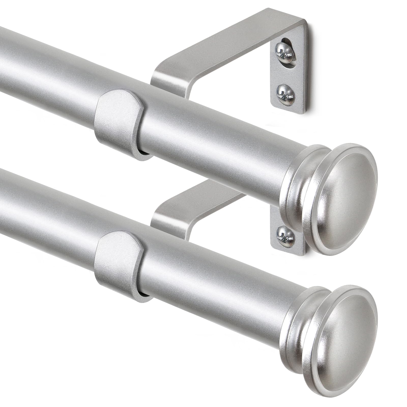 Tonial curtain rod with telescoping sections for a precise, adjustable window fit.