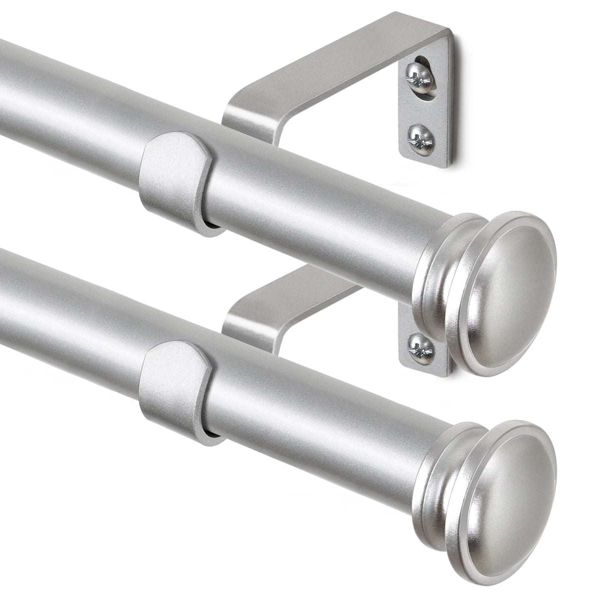 Tonial curtain rod with telescoping sections for a precise, adjustable window fit.