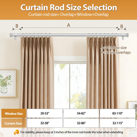 Tonial curtain rod supports up to 22 pounds for heavy drapes.