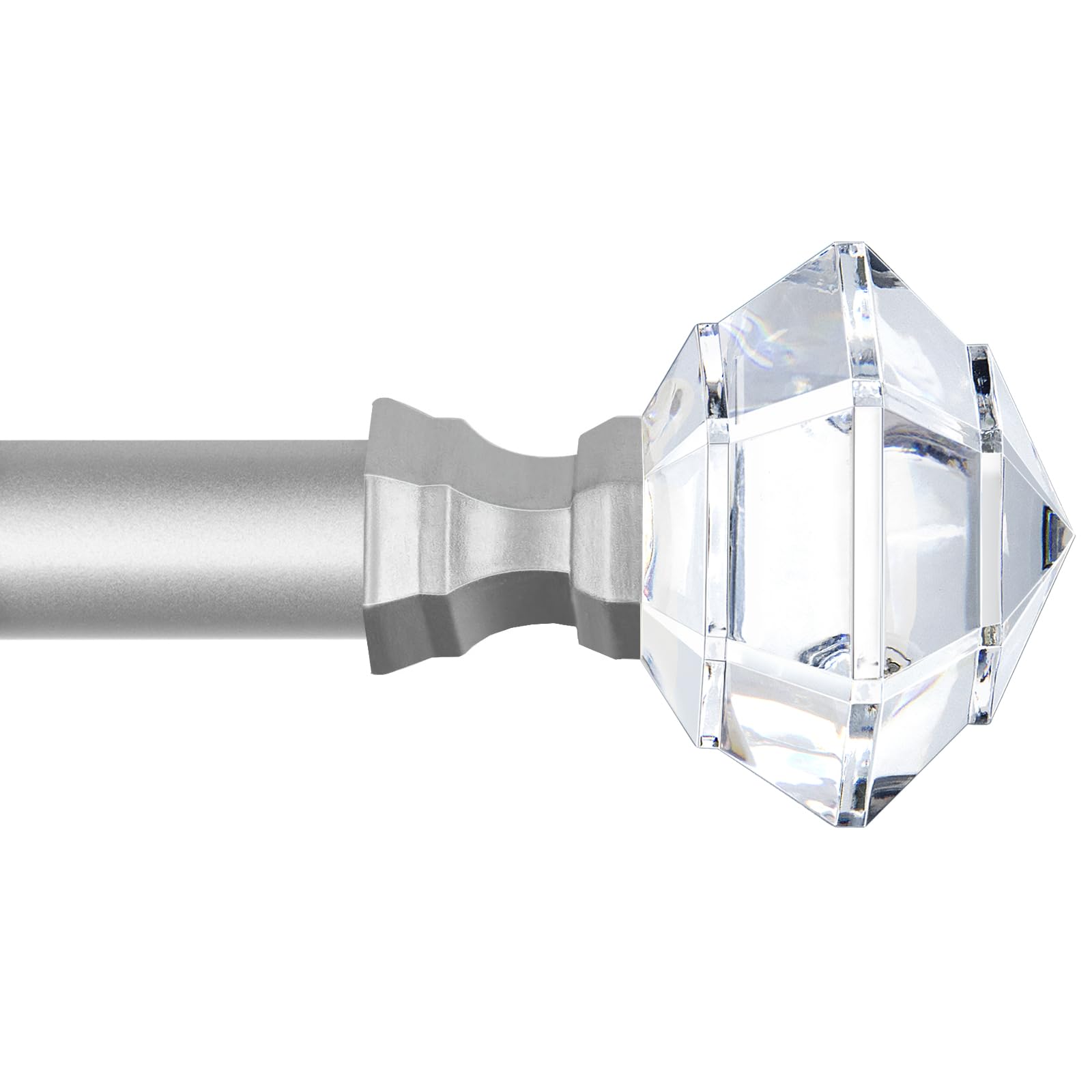 TONIAL curtain rod with acrylic diamond finial for elegant window decor.