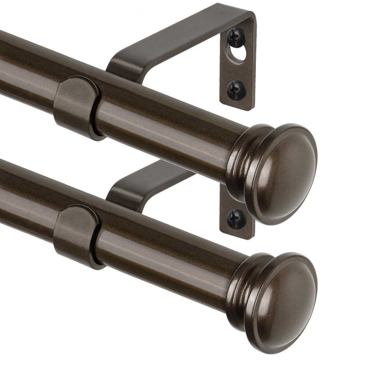 TONIAL bronze curtain rods extended to 32-58 inches for a flexible fit.