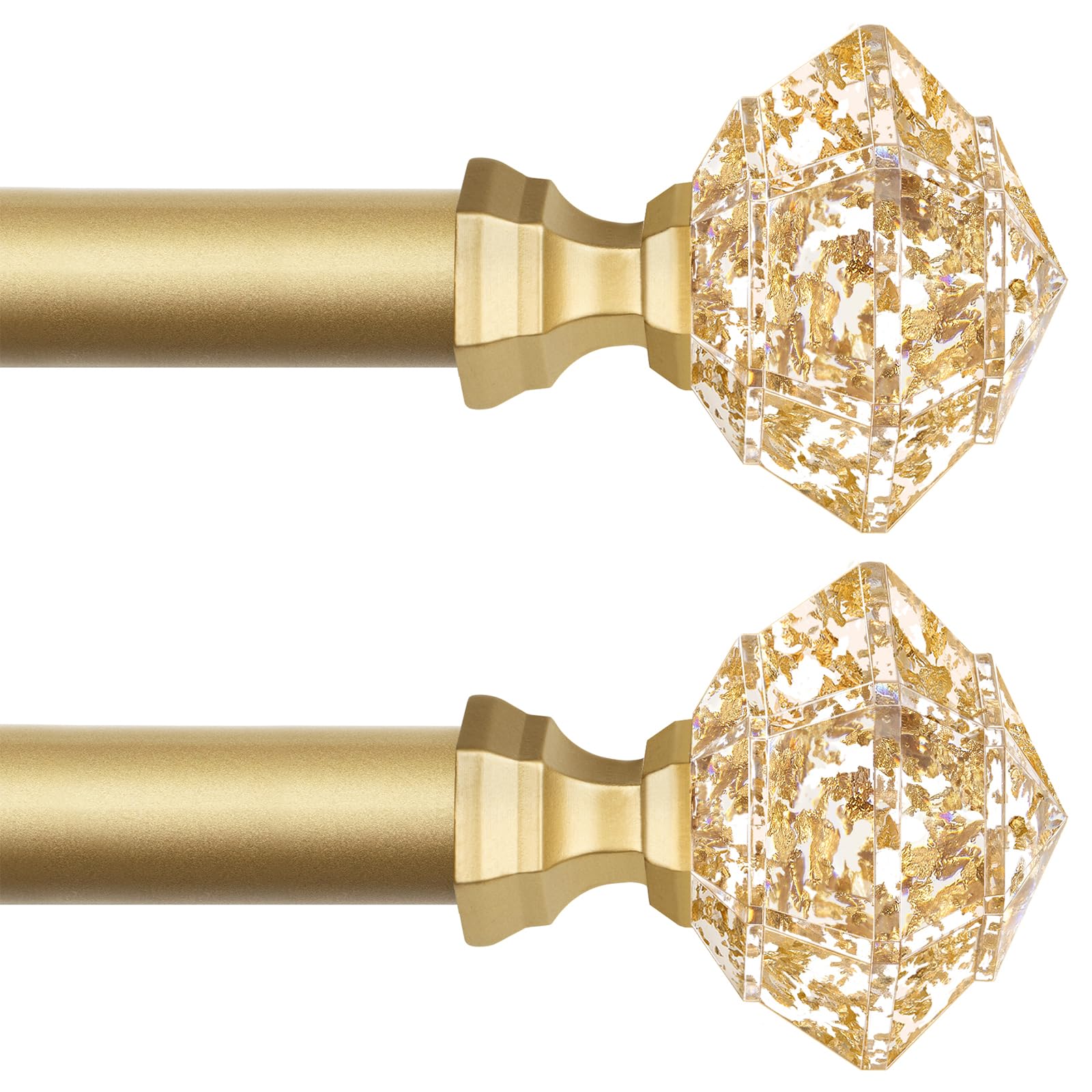 TONIAL diamond-finish finial in luxury gold enhances elegant window decor.