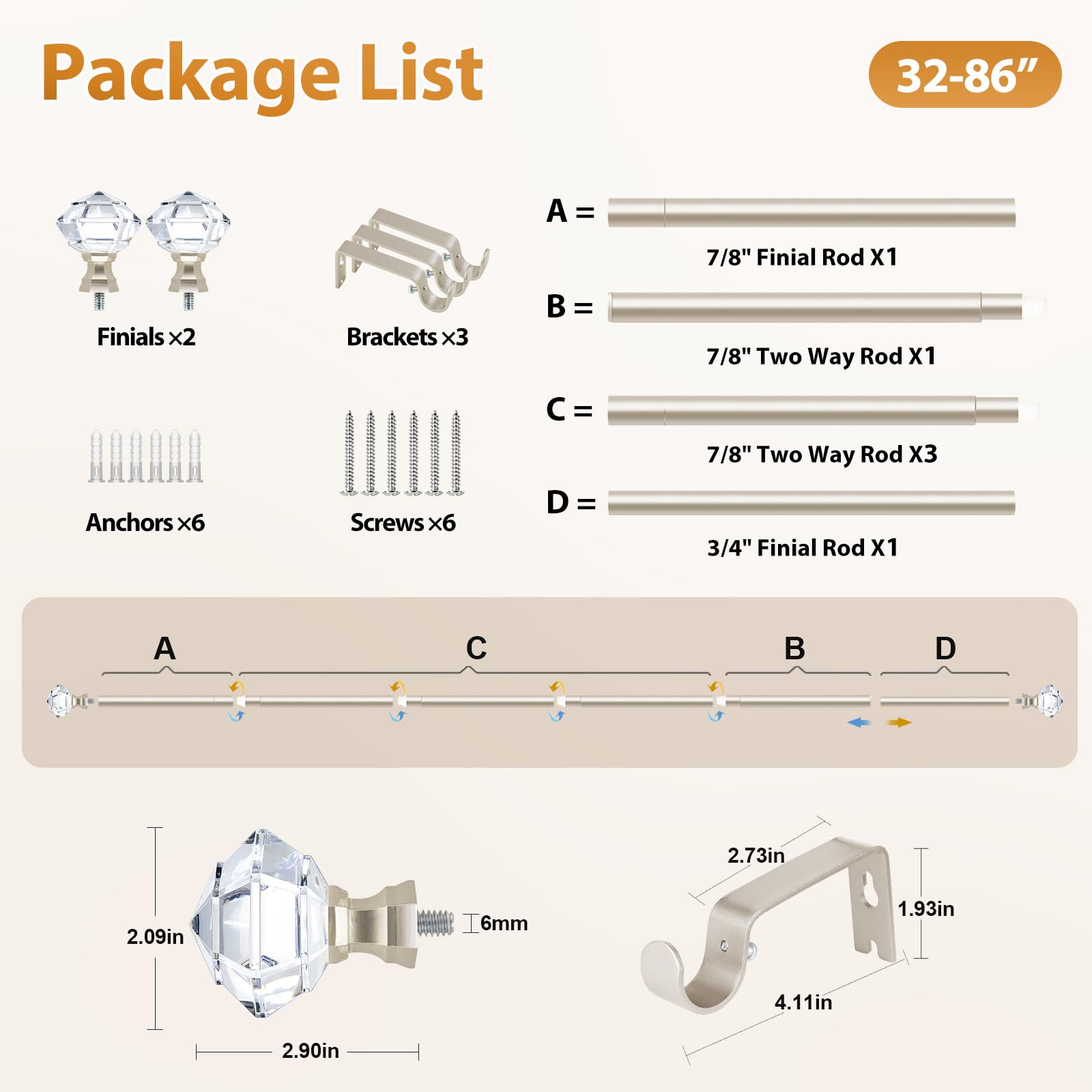 TONIAL elegant curtain rod packaging highlights quality packaging and presentation.