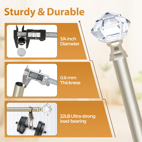 TONIAL heavy‑duty 3/4 inch diameter rod supports heavier curtains.