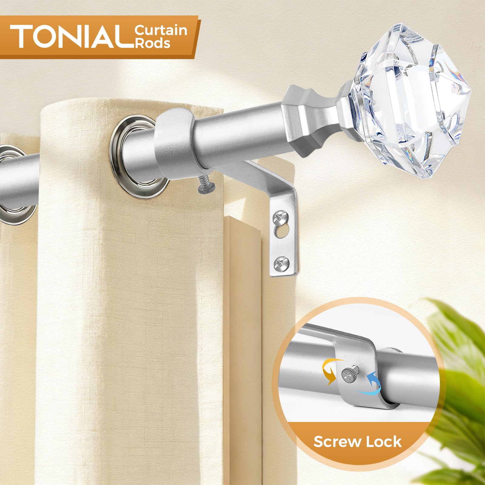 TONIAL three-quarter-inch diameter rod handles heavier drapes with stability.