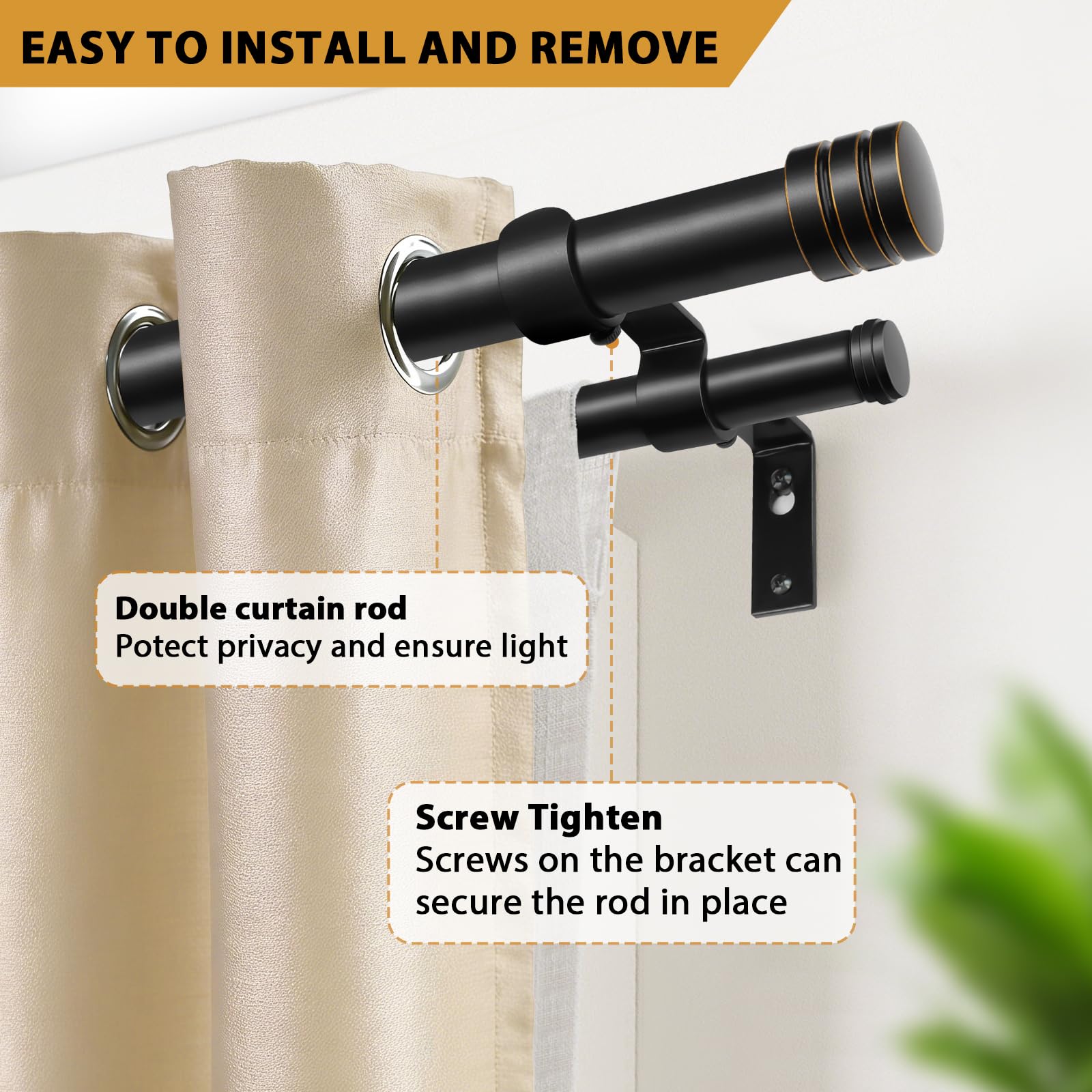 TONIAL rod features a sturdy 1 inch diameter for strong curtain support