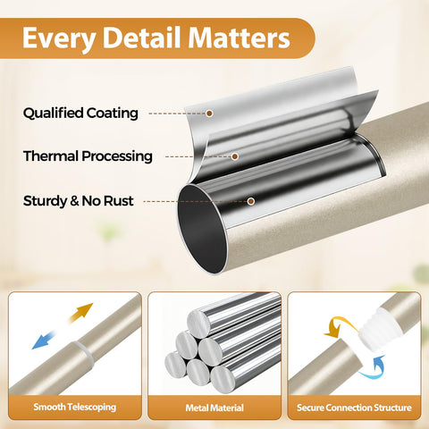 TONIAL strong rod construction ensures sturdy support for varied fabrics.