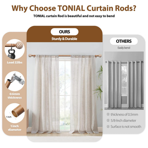 Telescoping 32-86 inch TONIAL rod fits many windows.