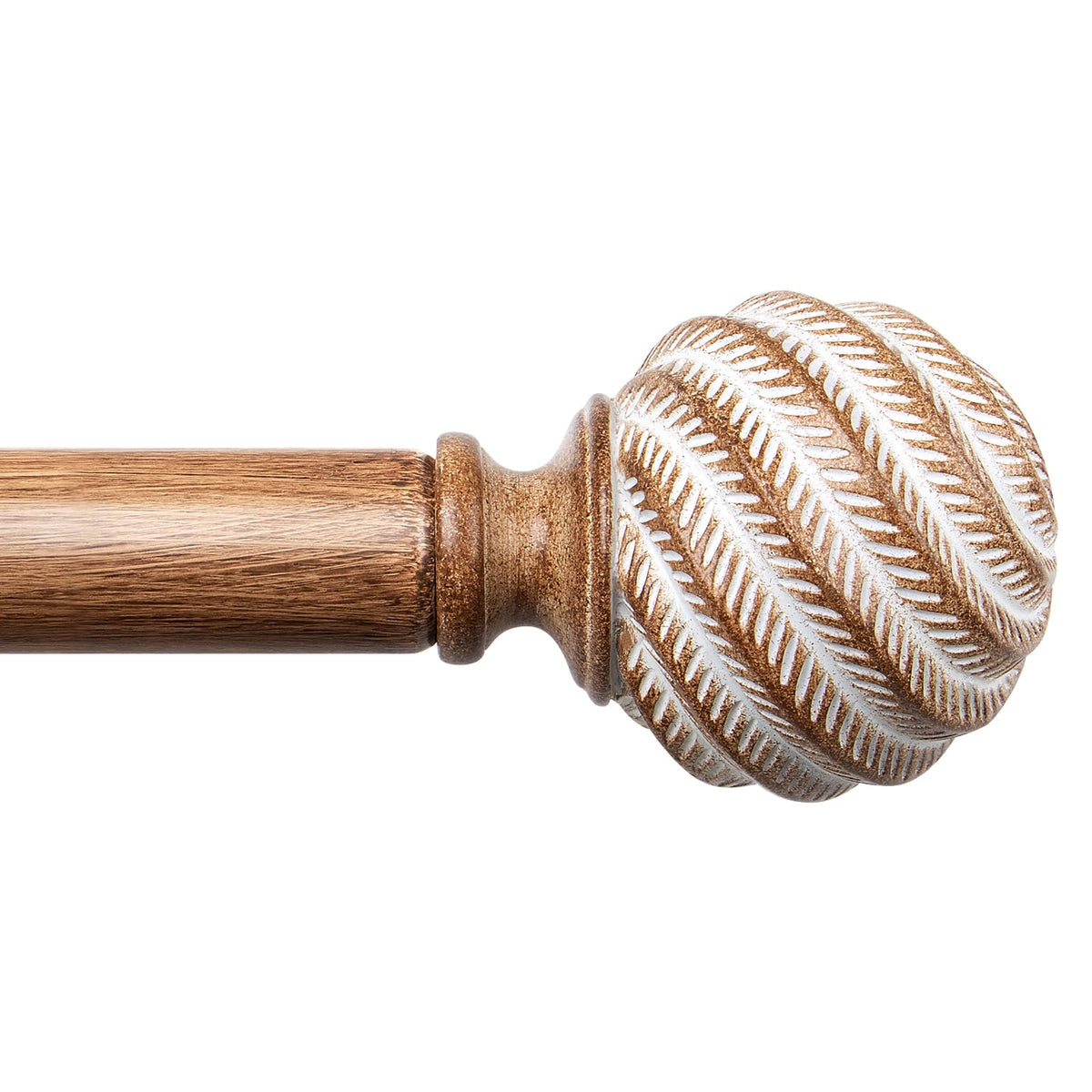 TONIAL wood curtain rod with wood grain finish for a natural room accent.