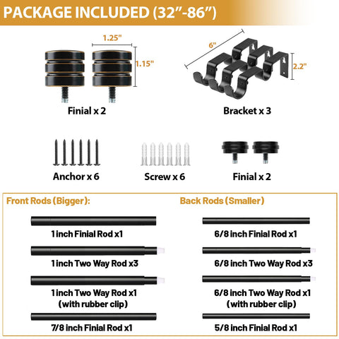 TONIAL curtain rod package includes all essentials for quick setup