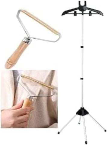 TONINT garment hanger steam stand shown with adjustable height for easy wrinkle removal