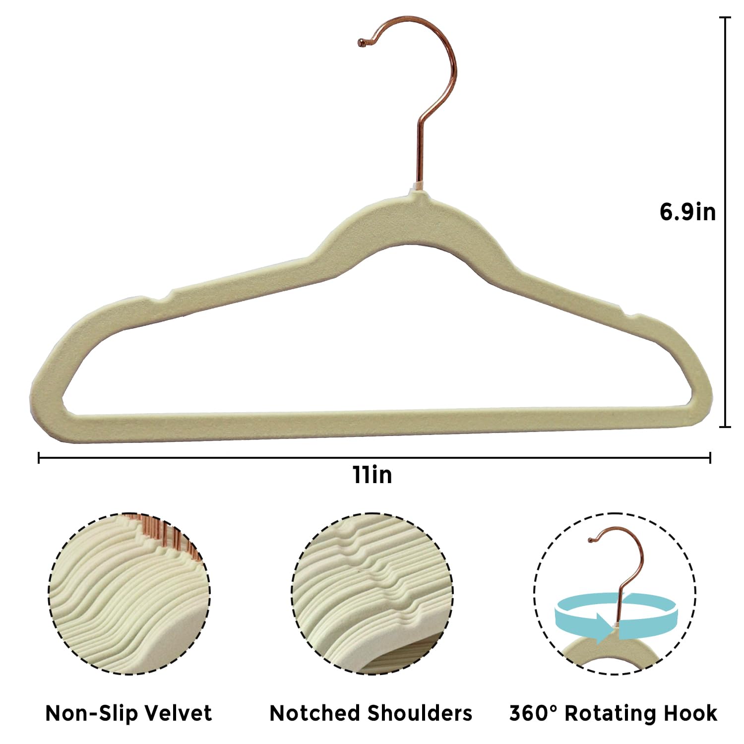Tonswachic 11 inch hangers with clips keep skirts and pants securely in place.