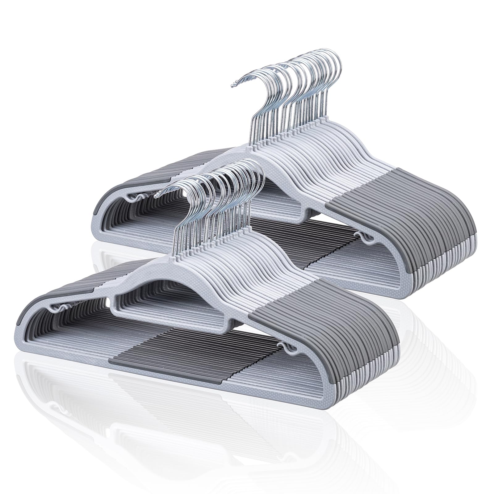 Tonswachic pack50 coat hangers demonstrate compact closet storage
