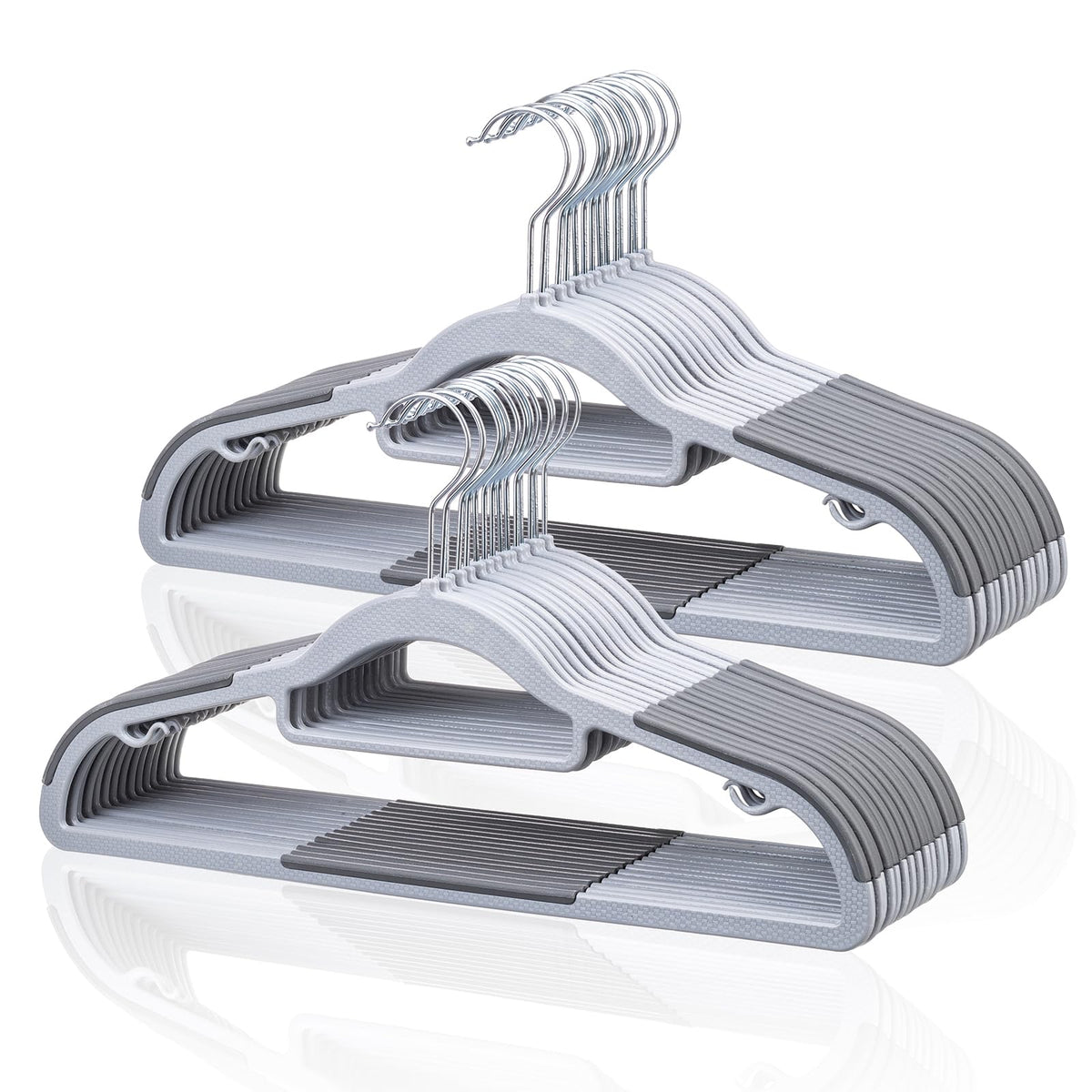 Tonswachic slim hangers showing a 0.2-inch profile for compact closets and streamlined wardrobe.