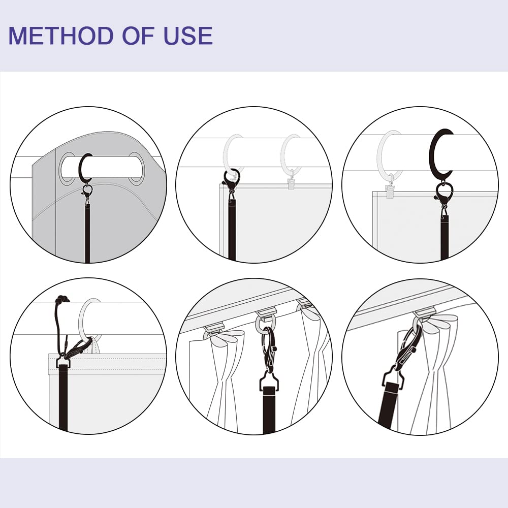 TOOFN drapery pull included hooks illustrate versatile curtain compatibility.